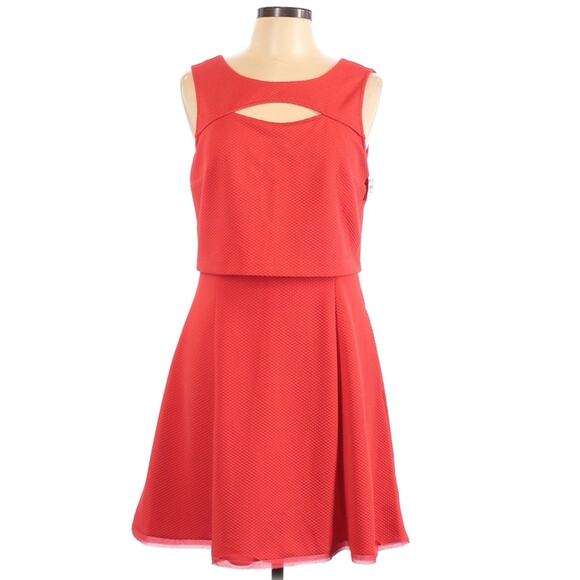 RACHEL ROY Popover textured sleeveless cutout dress in coral Size 10 NEW - Picture 1 of 7
